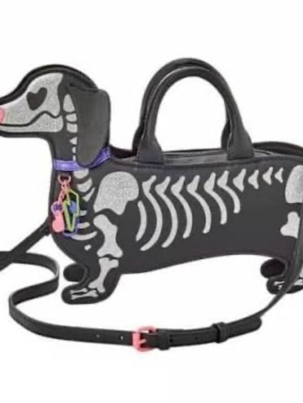 👉✨️ Betsey Johnson Dachshund skeleton Bag Purse Halloween doxie dog - Picture 5 of 7